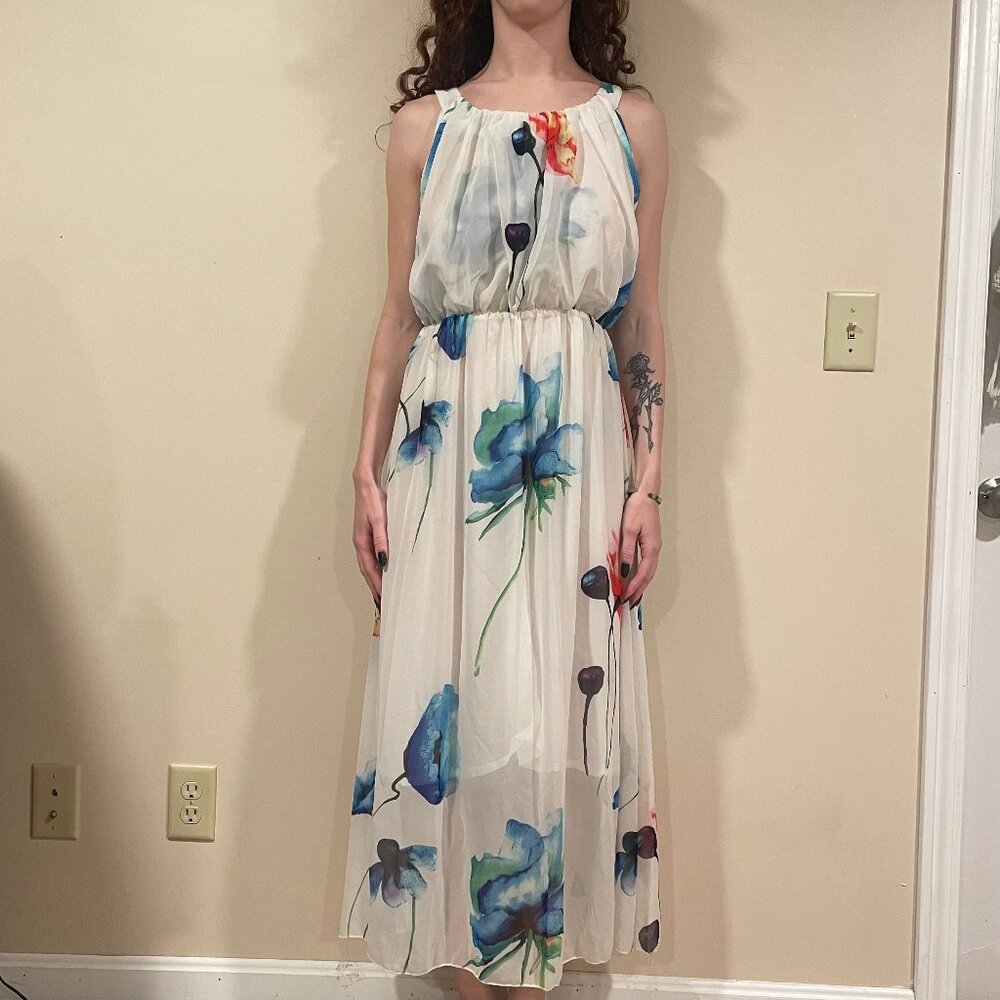 NWT White Floral Maxi Dress